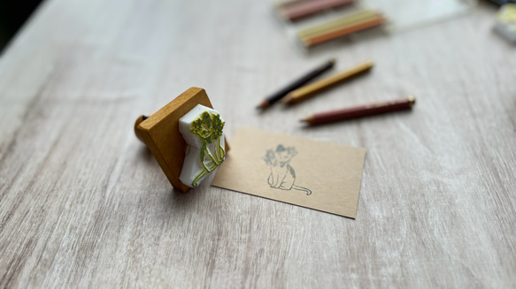 はんこ ハンコ かわいい イラスト 似顔絵 植物 ボタニカル にゃんこ 猫 ネコ はんこ スタンプ 花 葉 3枚目の画像
