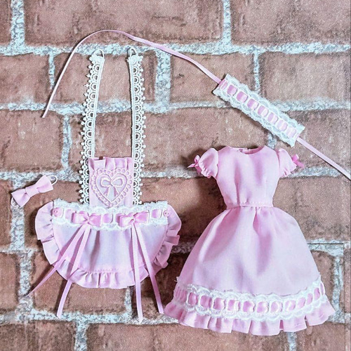 ドール服 リカちゃん 27cmドール ハートエプロン♡ロリータ ドール服 リカちゃん 27cmドール ハートエプロン♡ロリータ