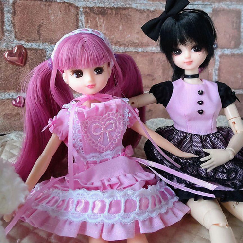 ドール服 リカちゃん 27cmドール ハートエプロン♡ロリータ ドール服 リカちゃん 27cmドール ハートエプロン♡ロリータ