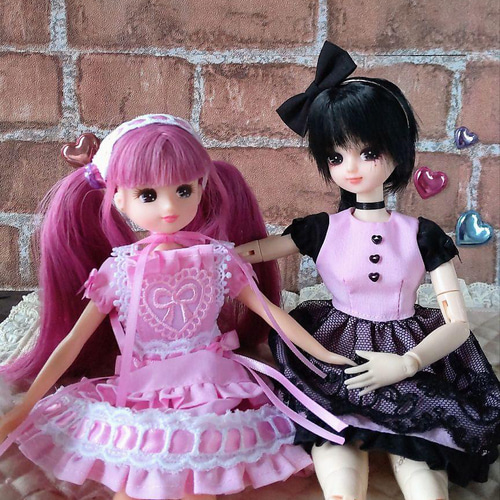ドール服 リカちゃん 27cmドール うさぎレースのロリータワンピ