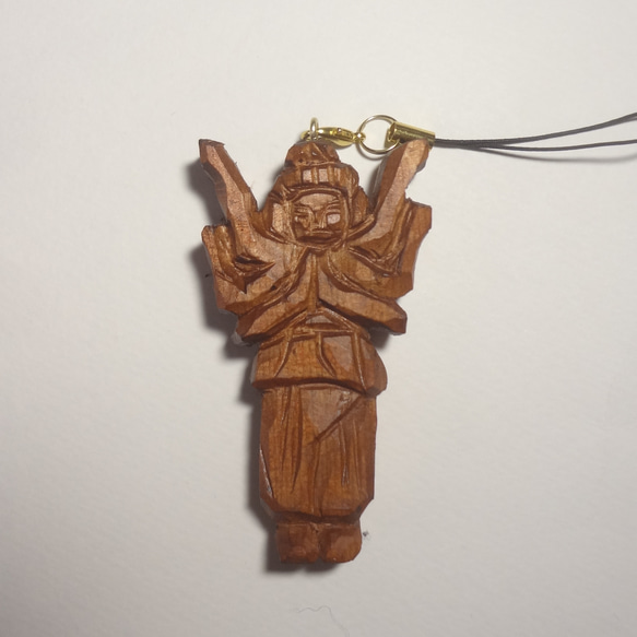 木彫刻 小さな仏像 『 阿修羅 』オリジナル ハンドメイド ストラップ