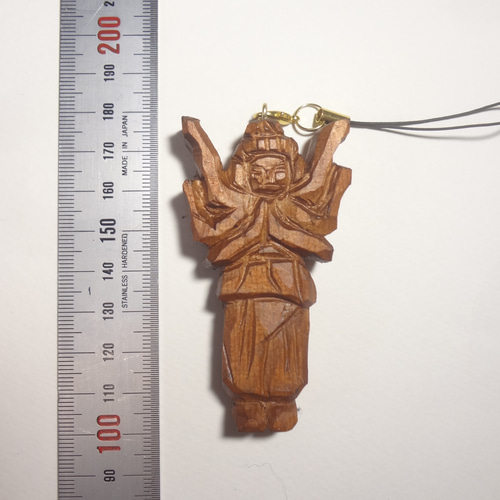 木彫刻 小さな仏像 『 阿修羅 』オリジナル ハンドメイド ストラップ
