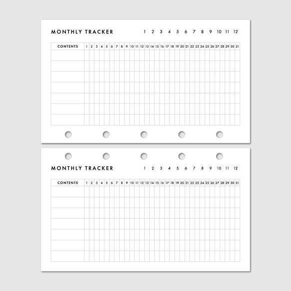 《M5サイズ》習慣化に最適なマンスリートラッカー／システム手帳リフィル【CBM5_CL01】 2枚目の画像