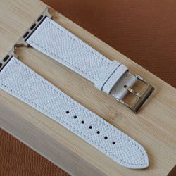 『高級革使用』AppleWatchバンド　エプソンレザー　ホワイト　白　時計ベルト　レザー　腕時計 1枚目の画像