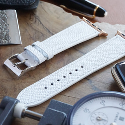 『高級革使用』AppleWatchバンド　エプソンレザー　ホワイト　白　時計ベルト　レザー　腕時計 4枚目の画像
