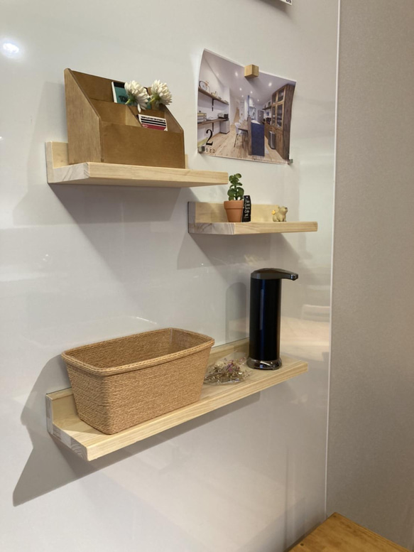 木製マグネットシェルフ パイン集成 740×150×20 壁掛けラック