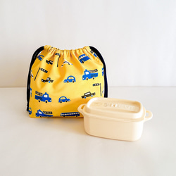 〘ランチグッズセット〙はたらくくるま  お弁当袋 給食袋 コップ袋 ランチョンマット  ［イエロー］ 3枚目の画像