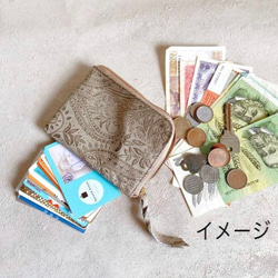 大きい L字財布 本革 カードケース ローズ ベビーピンク 7枚目の画像