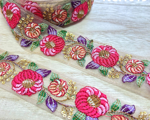 インド刺繍リボン専用 5.5cm幅 インド刺繍リボン 切り売り | インド刺繍リボンカット