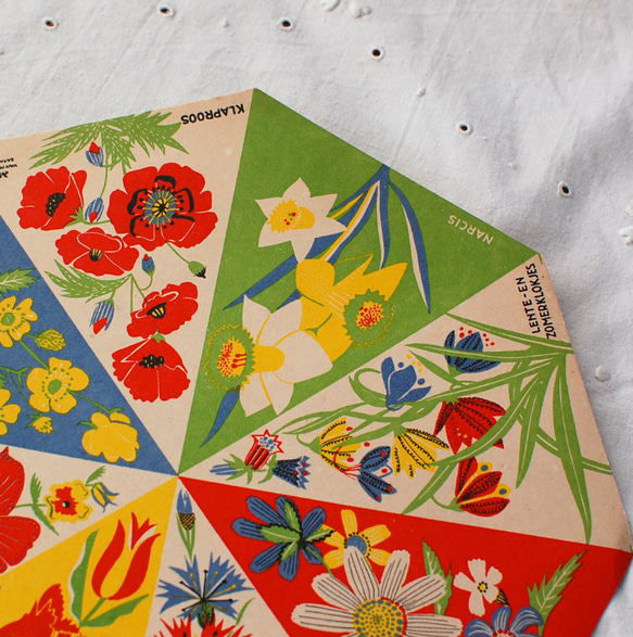 古い紙もの オランダのゲーム お花の台紙 3枚目の画像