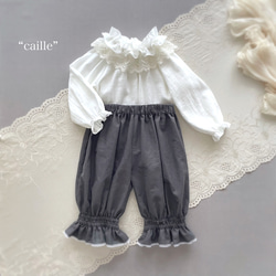 ✂︎“caille”  特別な日のスモックブラウス　80-130size お誕生日　入園卒園式　ふんわりガーゼ　ホワイト 1枚目の画像