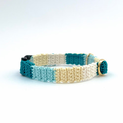 ストライプ　猫さんにやさしい首輪【かぎ針編み　猫の首輪　猫　首輪　セーフティバックル　アジャスター　軽い　やわらかい】 11枚目の画像