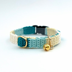 ストライプ　猫さんにやさしい首輪【かぎ針編み　猫の首輪　猫　首輪　セーフティバックル　アジャスター　軽い　やわらかい】 10枚目の画像