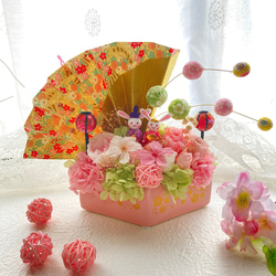 本物の桜 プリザーブドフラワー菱形ポットひな祭り飾りアレンジ さくら