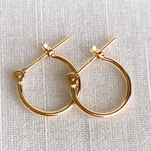 18金【2×13mm 定番フープピアス】Yゴールド K18刻印入 新品！ 地金
