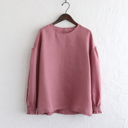 春季亞麻縮褶套頭衫（玫瑰粉紅）TP45。 第11張的照片