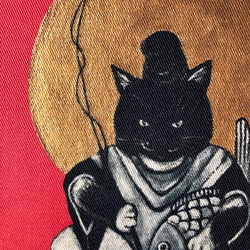 星月猫★アート「恵比寿」猫 猫絵画 F0 複製画　木製パネル貼り「002」 3枚目の画像