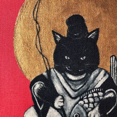 猫 絵画 キジ猫 ミクストメディア 香月和夫 「キジ鉢猫」 額付き