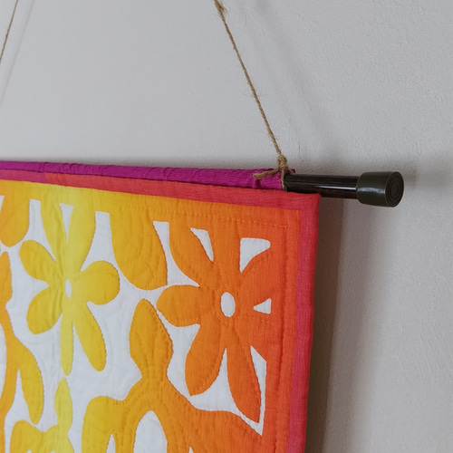 ハワイアンキルト　ホヌ柄　タペストリー　未使用 ハワイ ホヌ ハイビスカス ハワイアンキルト タペストリー フラ