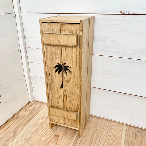 オリーブ柄 トイレラック/トイレ収納 【ワイドタイプ】 約幅50×奥行19×高さ56cm 木製扉付き 〔御手洗い お手洗い〕 エア・リゾーム トイレ 収納 トイレラック おしゃれ スリム トイレ収納
