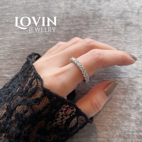 モアサナイト／フルエタニティリング／1石あたり3mm／指輪／シルバー