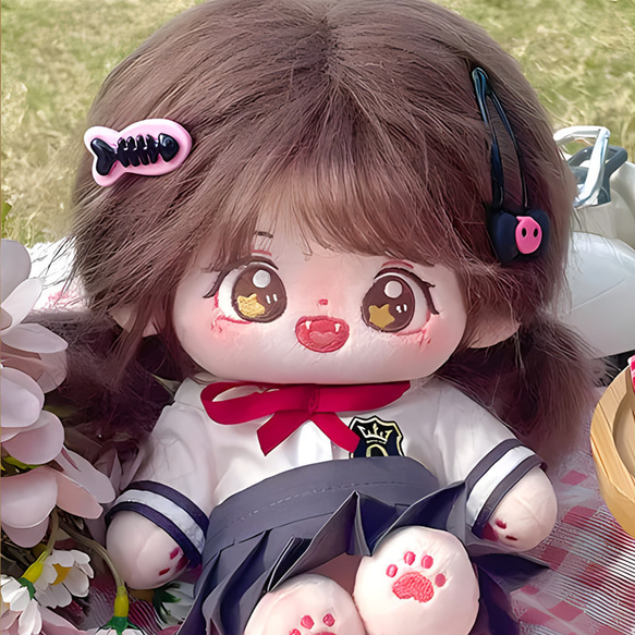 自作ぬいぐるみ・黒肌の女の子 20cm 着せ替えぬいぐるみ 無属性 着せ替え人形 黒髪黒い目女の子