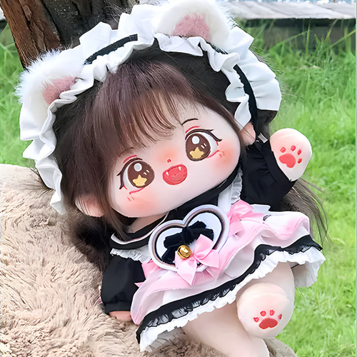 20cmぬいぐるみ 着せ替えぬいぐるみ 茶色髪星目の元気少女 骨格付き