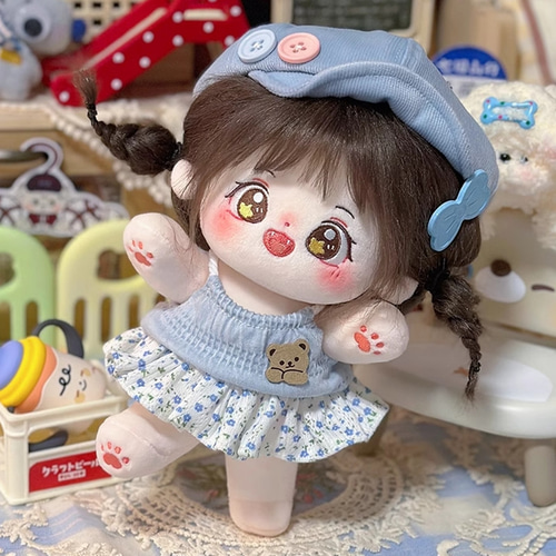 20cmぬいぐるみ 着せ替えぬいぐるみ 茶色髪星目の元気少女 骨格付き