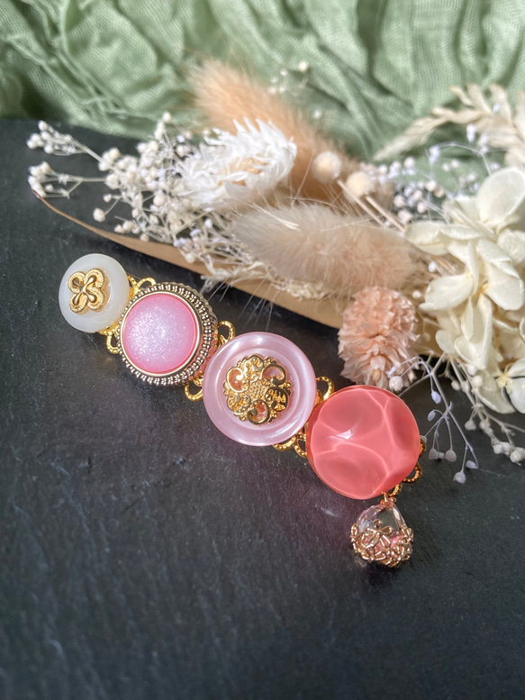 ミハエル・ネグリン＊レース ヘアバレッタ＊ピンク／パール ミハエル