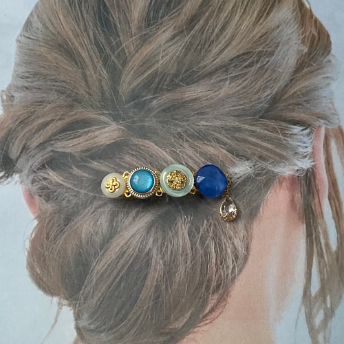 ボタン バレッタ ヘアアクセサリー ハンドメイド レジン ボタン バレッタ ヘアアクセサリー ハンドメイド レジン