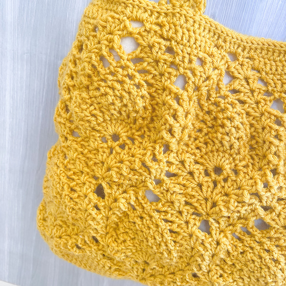 パイナップル編みのマルシェバッグ　春コーデ　肩掛け　マスタードイエロー　てあみ　ニットバッグ　ナチュラル 人気・おすすめ｜使いやすい・旅行におすすめ 品質保証 全国発送 正規品・日本国内発送・安心保証付き