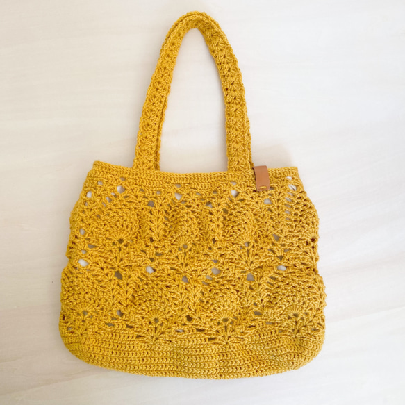 パイナップル編みのマルシェバッグ　春コーデ　肩掛け　マスタードイエロー　てあみ　ニットバッグ　ナチュラル 人気・おすすめ｜使いやすい・旅行におすすめ 品質保証 全国発送 正規品・日本国内発送・安心保証付き