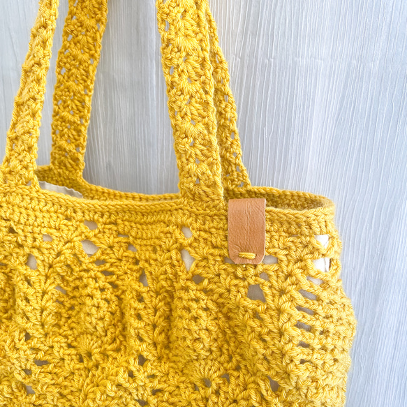 パイナップル編みのマルシェバッグ　春コーデ　肩掛け　マスタードイエロー　てあみ　ニットバッグ　ナチュラル 人気・おすすめ｜使いやすい・旅行におすすめ 品質保証 全国発送 正規品・日本国内発送・安心保証付き