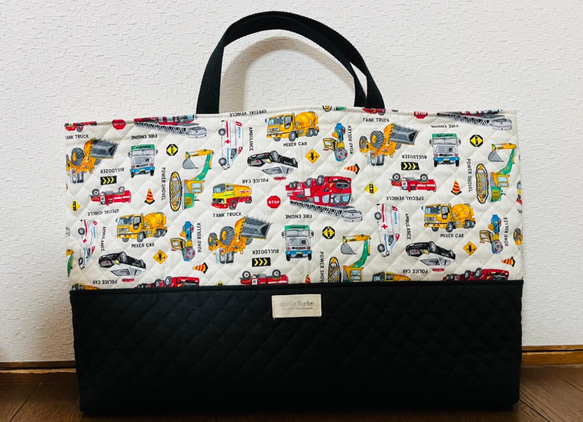 働く車 レッスンバッグ キルティング レッスンバッグ スタジオバケツ