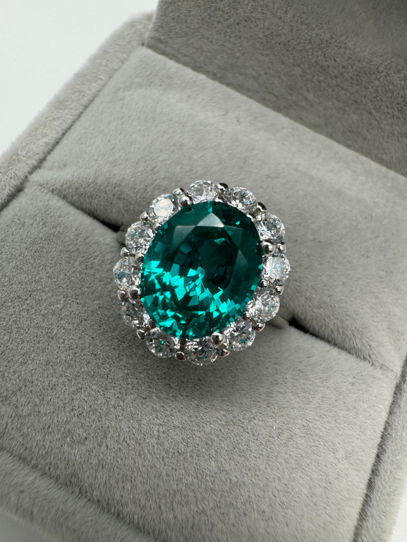 ラボグロウンパライバトルマリンヘイローリング 約3カラットS925＋