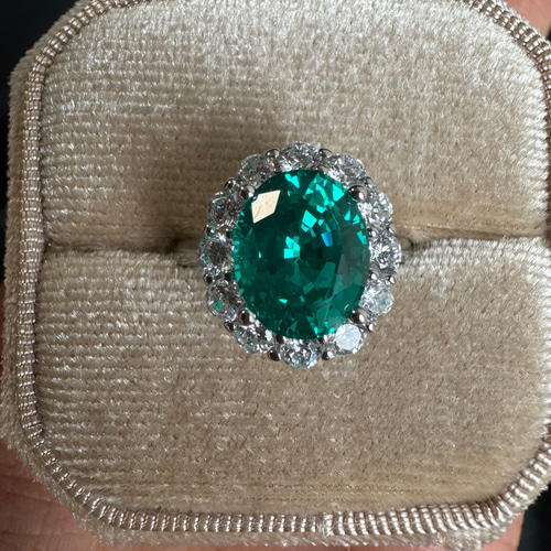 ラボグロウンパライバトルマリンヘイローリング 約3カラットS925＋