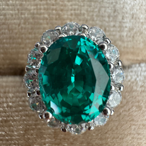 ラボグロウンパライバトルマリンヘイローリング 約3カラットS925＋