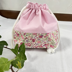 コップ袋とランチョンマットのセット(ピンク花柄) 3枚目の画像