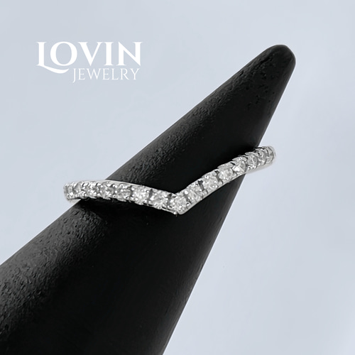 モアサナイトリング／V字ハーフエタニティ／指輪／シルバー925／18KGP