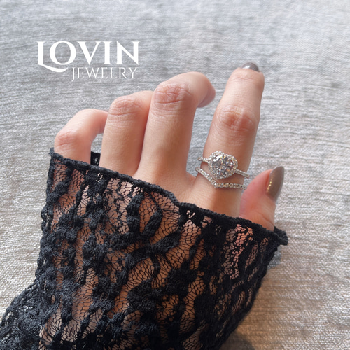 モアサナイトリング／V字ハーフエタニティ／指輪／シルバー925／18KGP