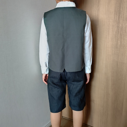 受注制作】リネン地のベストセットアップ～裏地のお色選べます～［80  