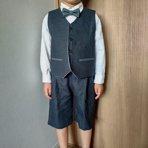受注制作】リネン地のベストセットアップ～裏地のお色選べます～［80  