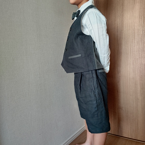 受注制作】リネン地のベストセットアップ～裏地のお色選べます～［80  