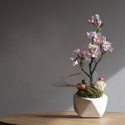 桜のモダンな盆栽アレンジメント　苔　ひな祭り　春　和モダン　誕生日　プレゼント 9枚目の画像