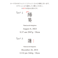 【名入れオーダー】 メモリアルボックス ラージサイズ 漢字 ver. 桐箱 出生 誕生日 身長 体重 時間 4枚目の画像