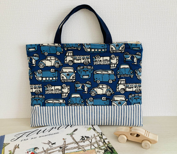 【YN】道路柄☆ハンドメイド　レッスンバッグ かっこいい車柄B レッスンバッグ 30x40 レッスンバッグ がたごとぶー