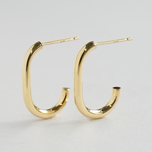K18 ピアス ハーフフープピアス オーバル 18金 18k イエローゴールド