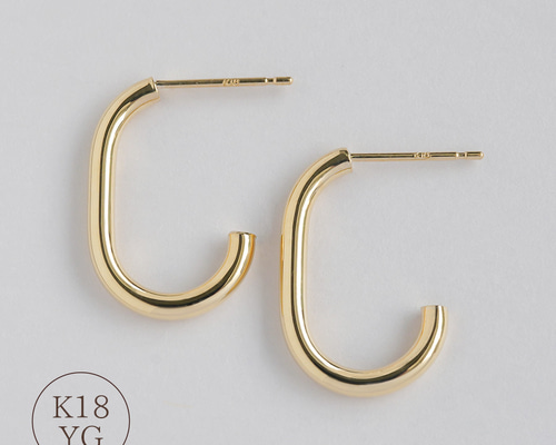 K18 ピアス ハーフフープピアス オーバル 18金 18k イエロー