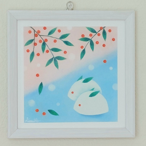 パステル原画》 額付き ミニアート「雪うさぎ」 絵画 KUMIKO 通販