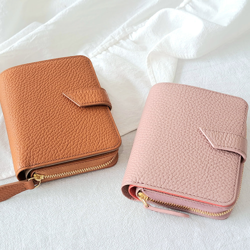 【新品、未使用】ピンク 二つ折り財布 大容量 ミニ財布 レディース 本革 二つ折り 軽量 ボックス型小銭入れ